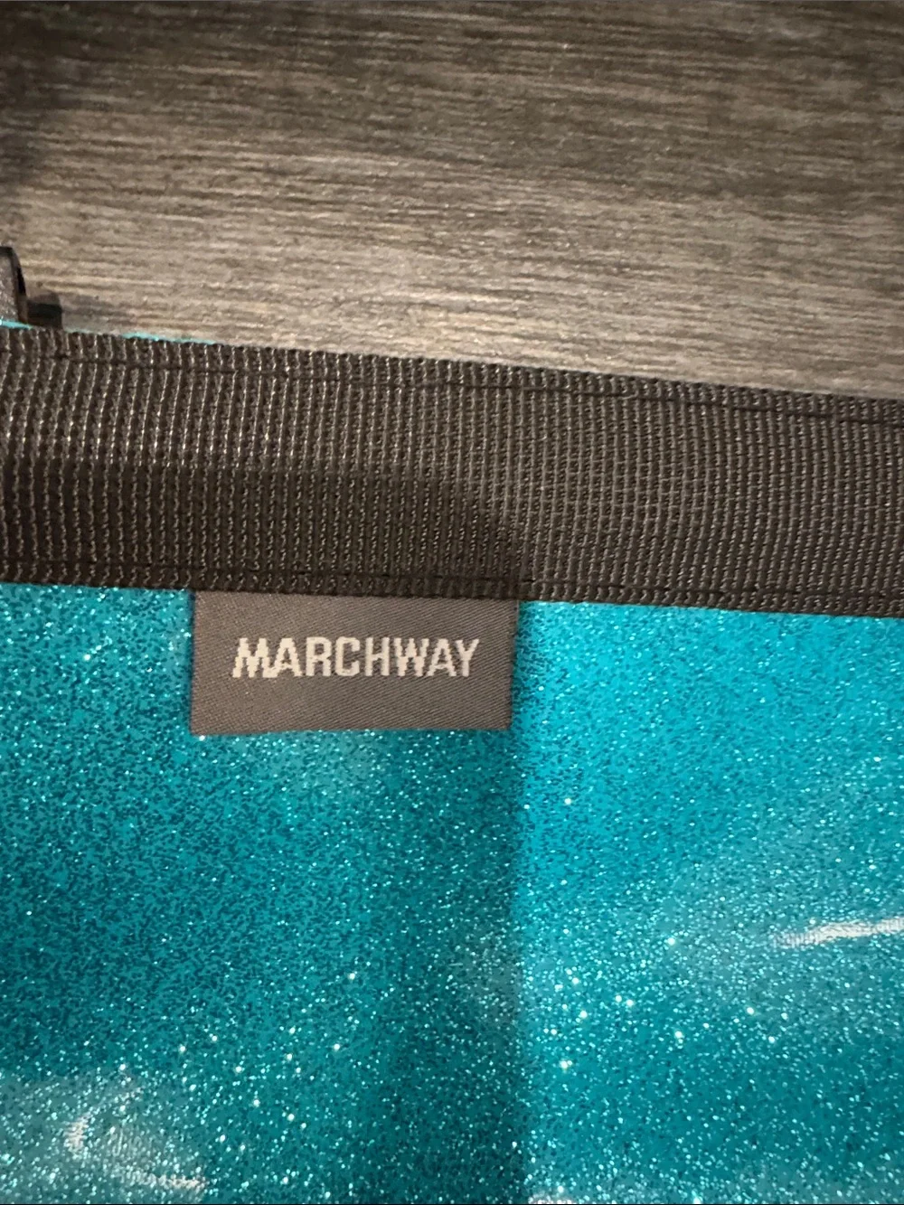 Marchway Teal Glitter Wet/Dry Pouch Bag with Black Strap